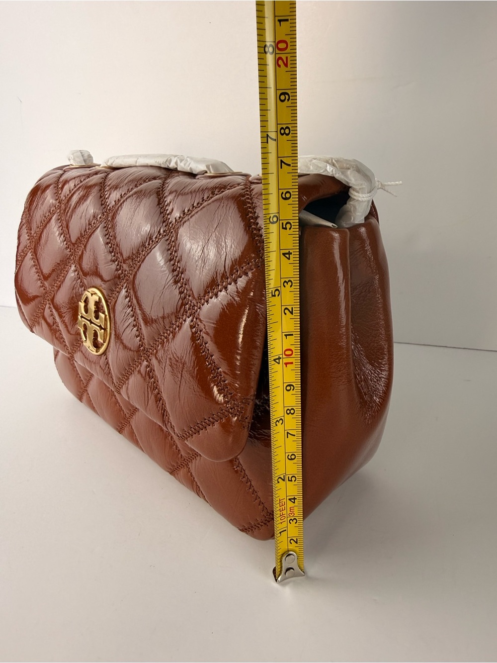 Tory Burch Willa Shine Small Quilted Shoulder Bag Java $645 - Picture 16 of 16